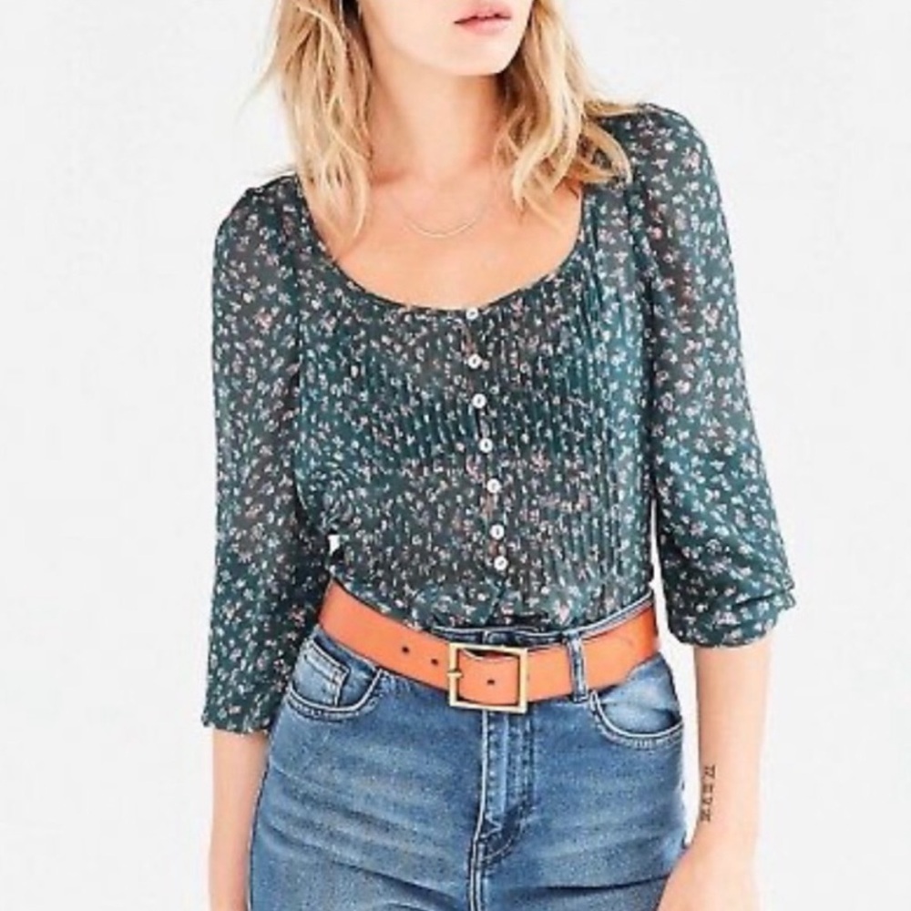 Kimchi Blue Teal Floral Blouse